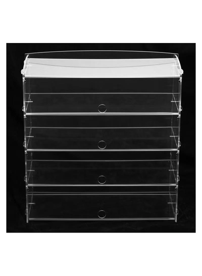 Eworld 4-Tier Clear Acrylic Display Cabinet with Detachable Flip Lid Design -8