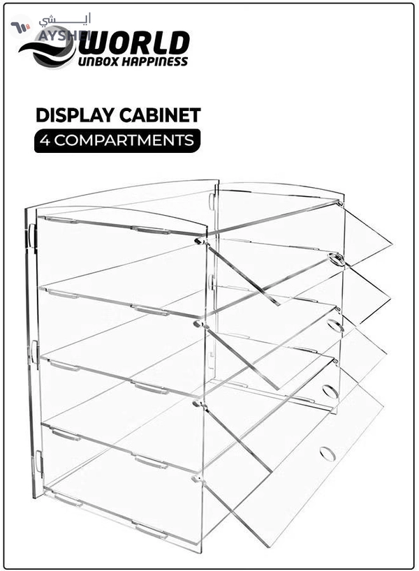 Eworld 4-Tier Clear Acrylic Display Cabinet with Detachable Flip Lid Design 
