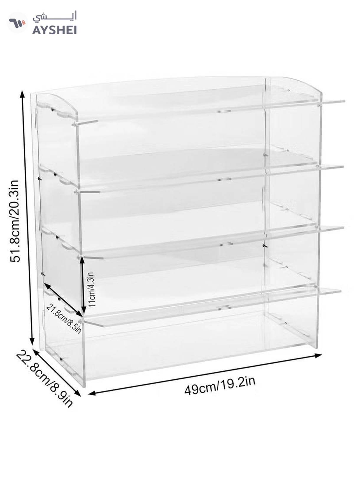 Eworld 4-Tier Clear Acrylic Display Cabinet with Detachable Flip Lid Design -6-6
