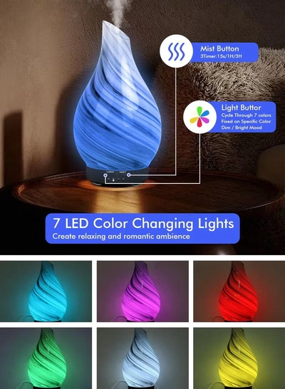 HomarKet Essential Oil Diffuser 120ml Ultrasonic Aromatherapy Diffuser with Handmade Glass BPA Free Waterless Auto-Off, 4 Timer Setting 7 Colors Changed LED for Home Yoga Office-4