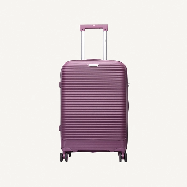 British Traveller 3-Piece Polypropylene Luggage Set | 20”, 24”, 28” Lightweight Suitcases with 360° Spinner Wheels, TSA Lock, Water & Scratch Resistant | Durable Hard Shell Trolley Bags with Telescopic Handle - Purple