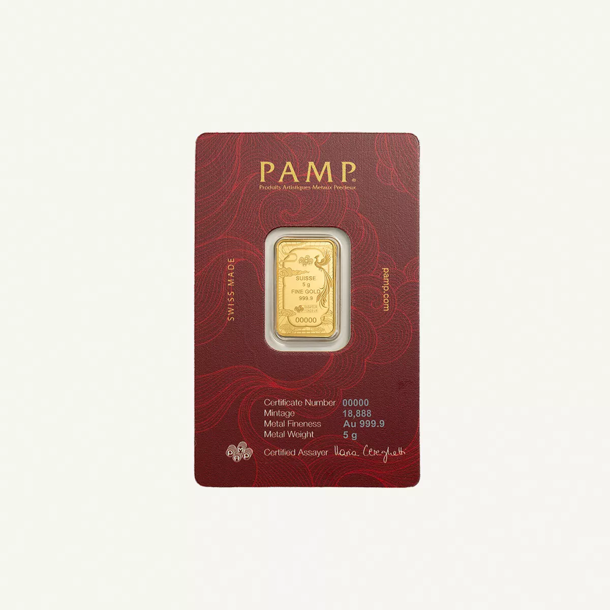 PAMP Good Luck Phoenix 5g Gold Bar-0-0