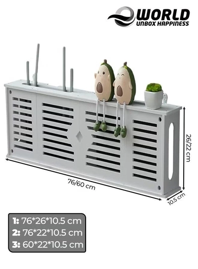 Eworld Stylish Wall-Mounted Router Rack for Wi-Fi Router, Set-Top Box, Light Cat Box, and More-0