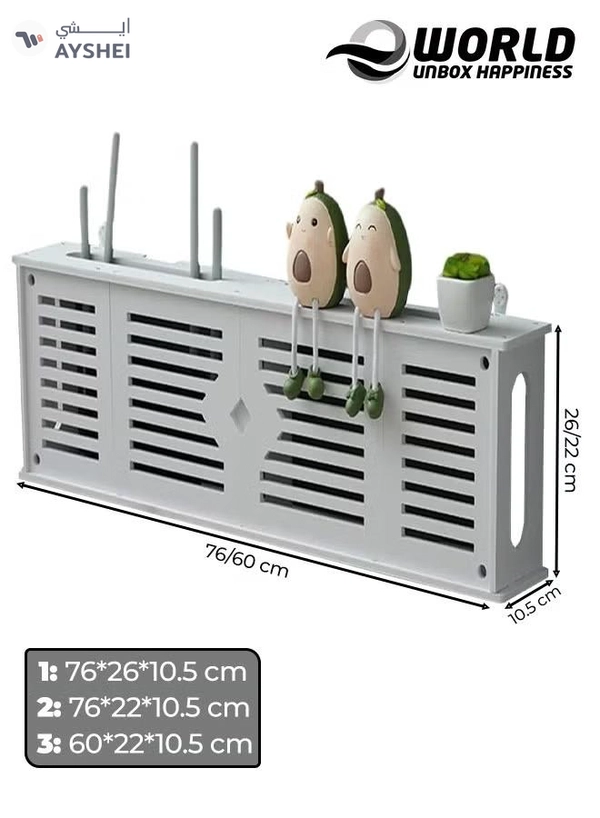 Eworld Stylish Wall-Mounted Router Rack for Wi-Fi Router, Set-Top Box, Light Cat Box, and More