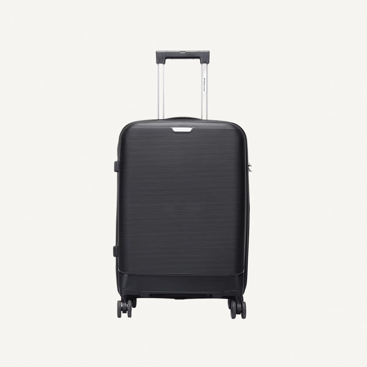 British Traveller 3-Piece Polypropylene Luggage Set | 20”, 24”, 28” Lightweight Suitcases with 360° Spinner Wheels, TSA Lock, Water & Scratch Resistant | Durable Hard Shell Trolley Bags with Telescopic Handle - Black-4-4