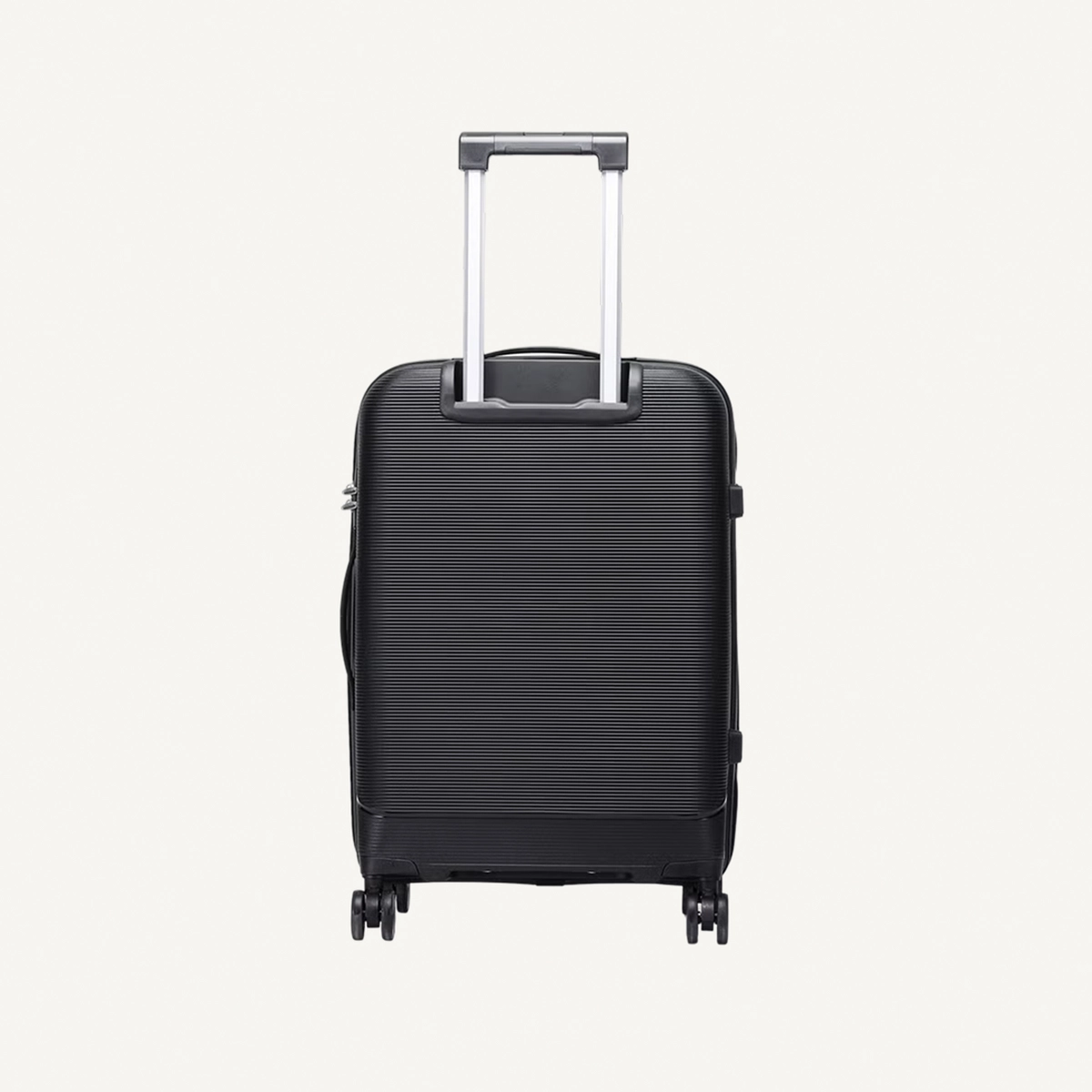 British Traveller 3-Piece Polypropylene Luggage Set | 20”, 24”, 28” Lightweight Suitcases with 360° Spinner Wheels, TSA Lock, Water & Scratch Resistant | Durable Hard Shell Trolley Bags with Telescopic Handle - Black-3-3