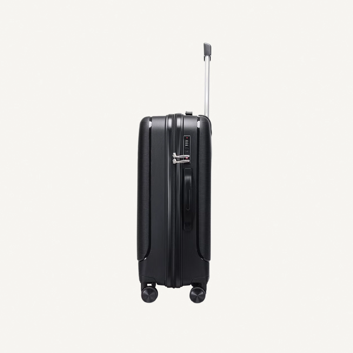 British Traveller 3-Piece Polypropylene Luggage Set | 20”, 24”, 28” Lightweight Suitcases with 360° Spinner Wheels, TSA Lock, Water & Scratch Resistant | Durable Hard Shell Trolley Bags with Telescopic Handle - Black-1-1