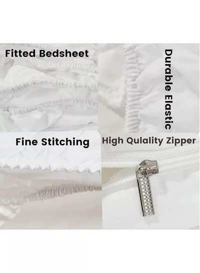 6 Piece Premium King Size Bedding Set, Pink Striped Design and High Quality Microfiber Hotel Luxury Bedsheet, Soft Quilt Cover and Pillowcases-5