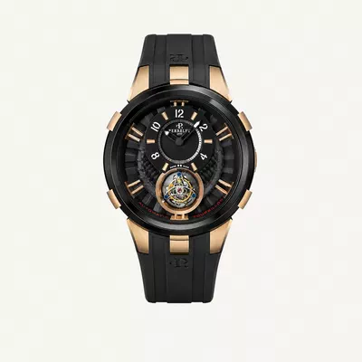 Perrelet | Double Rotor Flying Tourbillon Rose Gold on Black Rubber Strap with Carbon Dial Condition: Like new & unworn | Year of production 2018 (Approximation) | No original box | Original papers-0