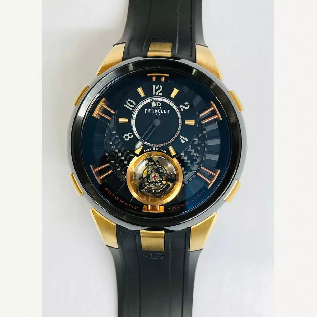 Perrelet | Double Rotor Flying Tourbillon Rose Gold on Black Rubber Strap with Carbon Dial Condition: Like new & unworn | Year of production 2018 (Approximation) | No original box | Original papers-8-8