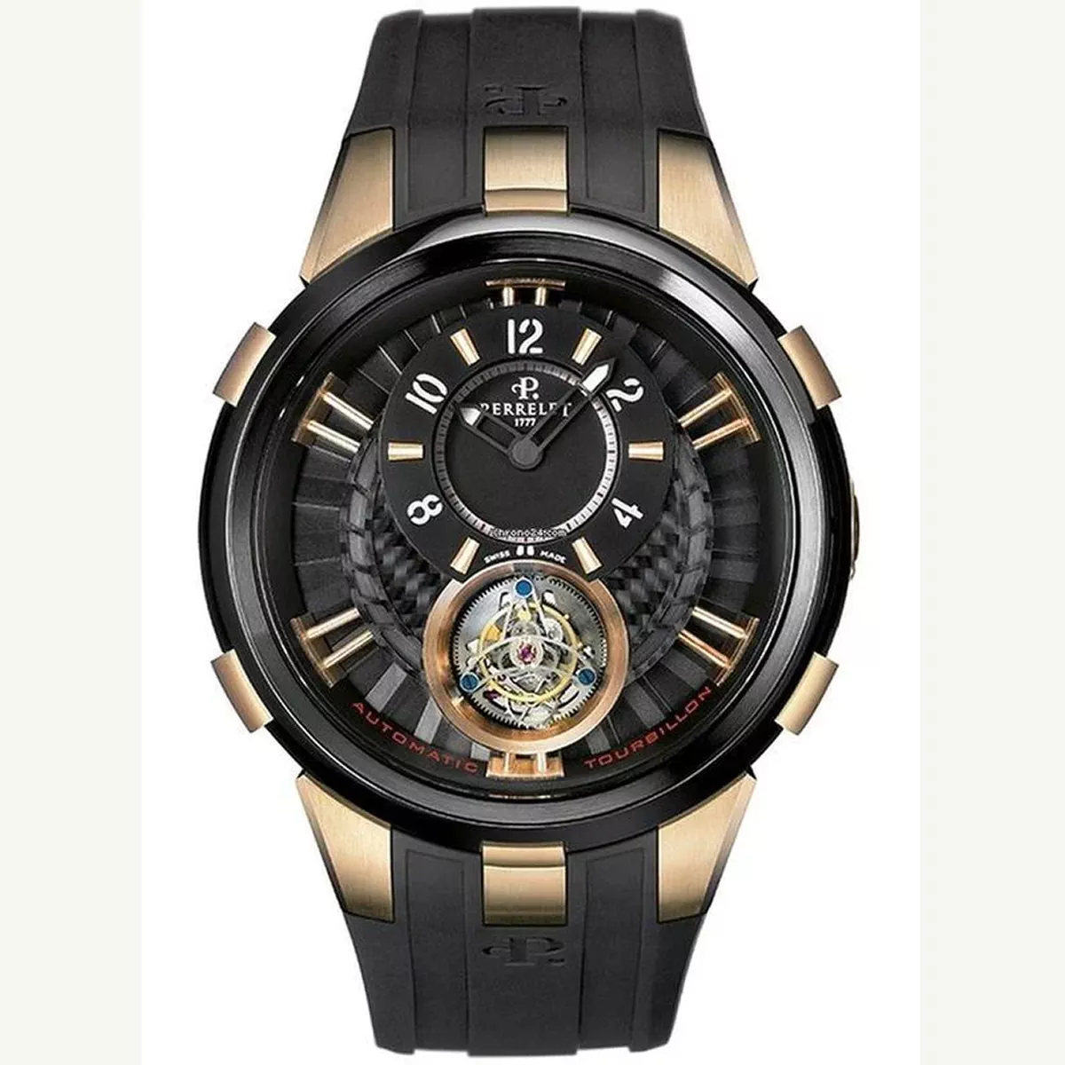 Perrelet | Double Rotor Flying Tourbillon Rose Gold on Black Rubber Strap with Carbon Dial Condition: Like new & unworn | Year of production 2018 (Approximation) | No original box | Original papers-1-1
