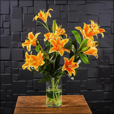 Yatai 2pcs Nearly Natural Lily Flowers Small for Vase Filling and Flower Arrangements -0