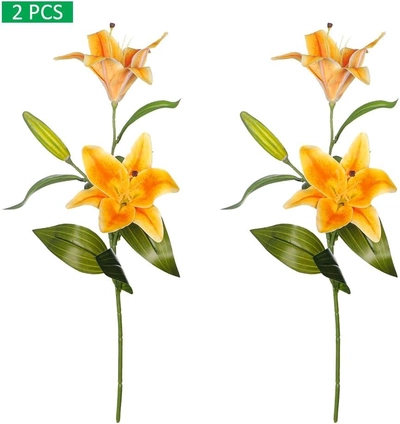 Yatai 2pcs Nearly Natural Lily Flowers Small for Vase Filling and Flower Arrangements -2