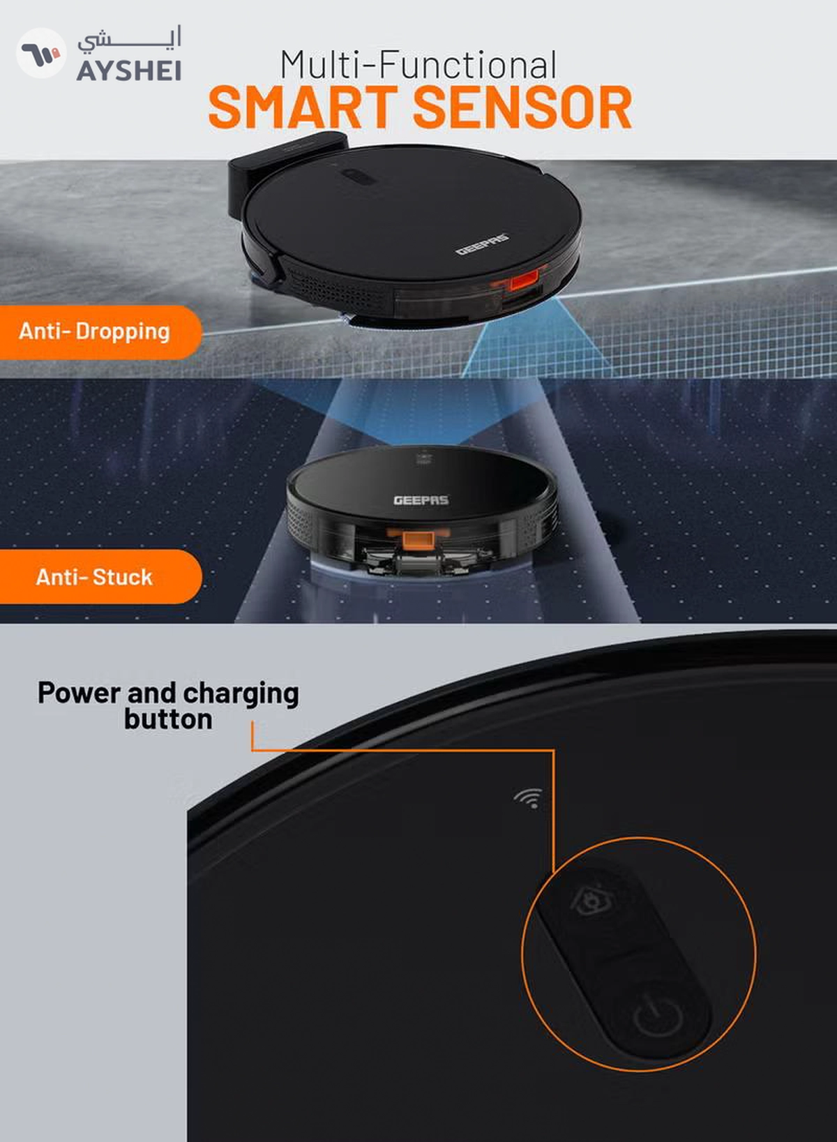 GEEPAS 2 In 1 Wet & Dry Robot Vacuum Cleaner Gyro Navigation, TUYA App Control 4 Cleaning Modes 2600 mAh Battery & Auto Recharge Adjustable Levels, Remote Control GRVC19057 11.4 W GRVC19057 Black 11.4 W GRVC19057 Black-5-5