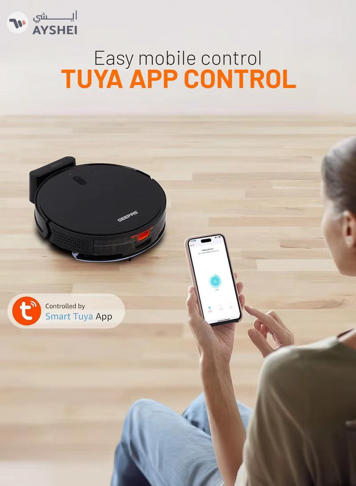 GEEPAS 2 In 1 Wet & Dry Robot Vacuum Cleaner Gyro Navigation, TUYA App Control 4 Cleaning Modes 2600 mAh Battery & Auto Recharge Adjustable Levels, Remote Control GRVC19057 11.4 W GRVC19057 Black 11.4 W GRVC19057 Black-2-2