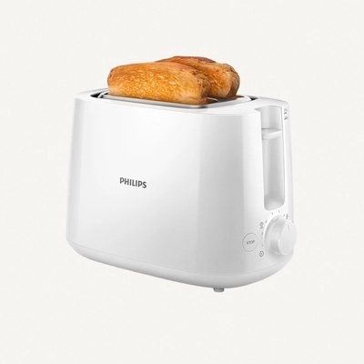 Philips Toaster Daily Collection - Plastic, 2 Slots With Bun Warmer, 8 Settings-1