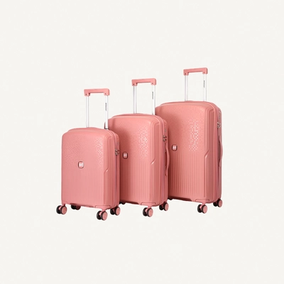 British Tourister 3 Piece Polypropylene Hard Side Spinner Luggage Trolley Set 20/24/28 Inch - Rose Gold-0