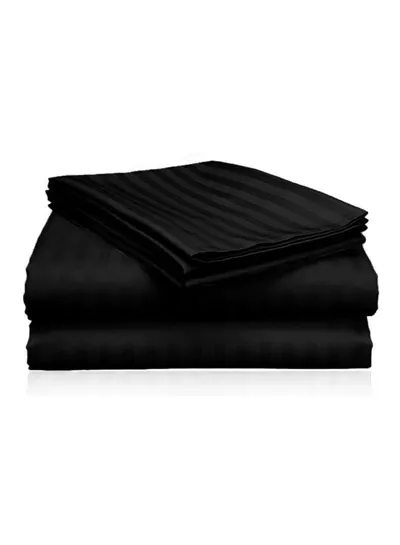 3 Piece Super King Black Striped Bed Sheet Set – Ultra-Soft Microfiber Striped Sheet & 2 Pillowcases, Breathable Luxury Bedding for Home & Hotel Use-4