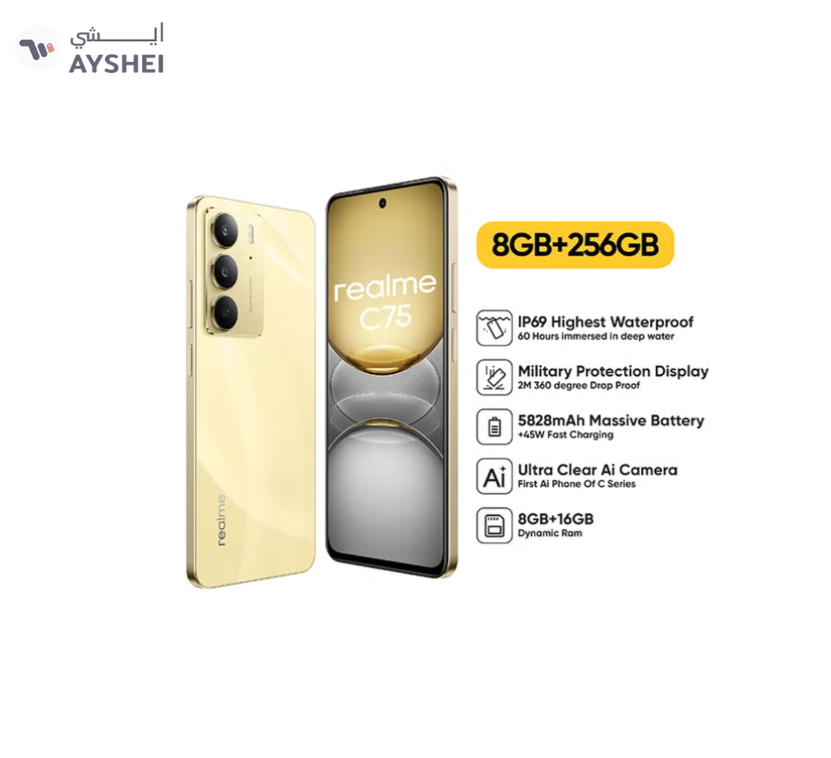 Realme C75 Dual SIM Lightning Gold 8GB 256GB 4G - Middle East Version-0-0