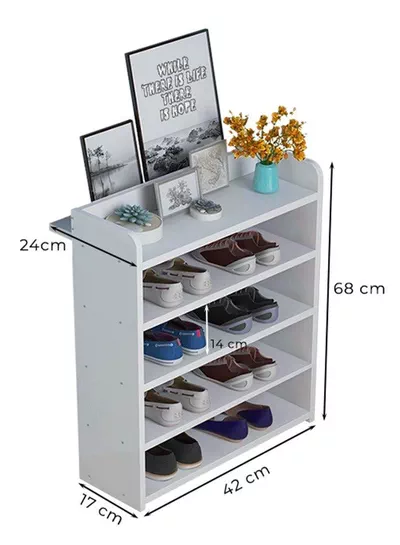 Modern and Sleek 5-layer Shoe Rack, Simple Household Solution for Space-Saving and Large-Capacity Storage with a Contemporary Design Featuring Extended Shelf for Displaying Frames and crafts-1