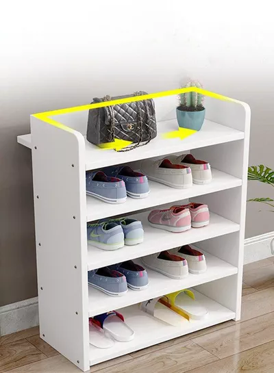Modern and Sleek 5-layer Shoe Rack, Simple Household Solution for Space-Saving and Large-Capacity Storage with a Contemporary Design Featuring Extended Shelf for Displaying Frames and crafts-4
