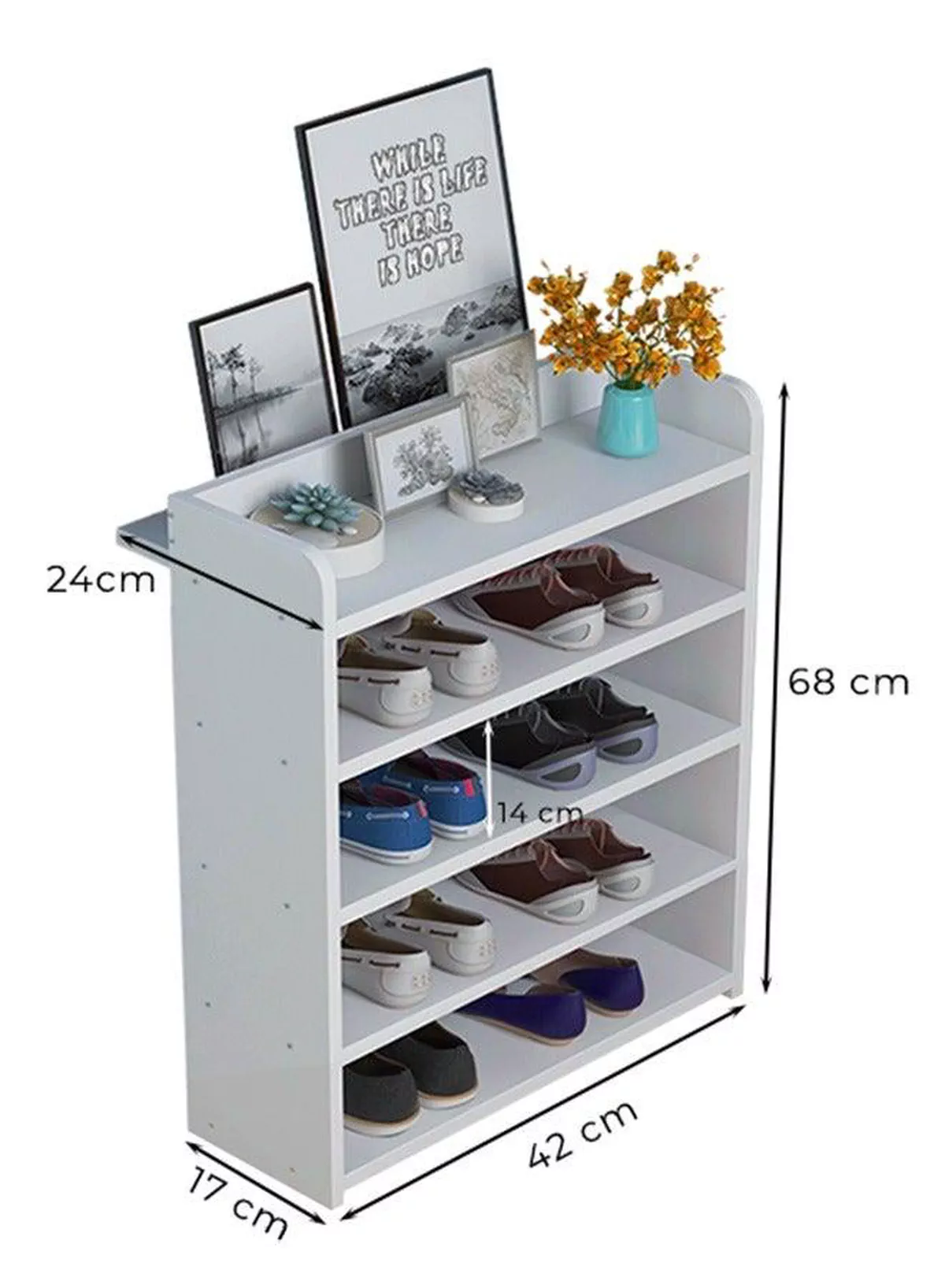 Modern and Sleek 5-layer Shoe Rack, Simple Household Solution for Space-Saving and Large-Capacity Storage with a Contemporary Design Featuring Extended Shelf for Displaying Frames and crafts-1-1