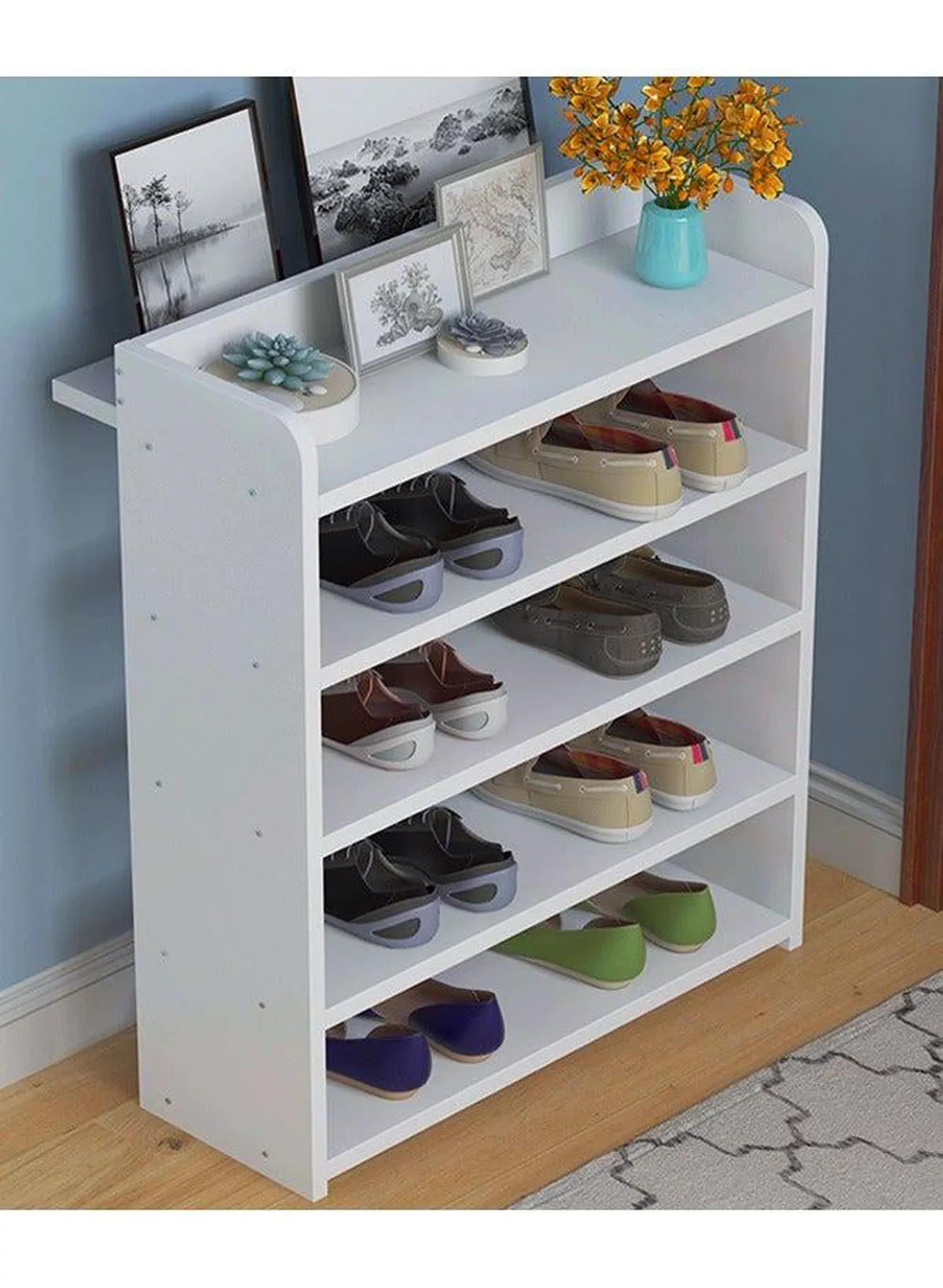 Modern and Sleek 5-layer Shoe Rack, Simple Household Solution for Space-Saving and Large-Capacity Storage with a Contemporary Design Featuring Extended Shelf for Displaying Frames and crafts-5-5