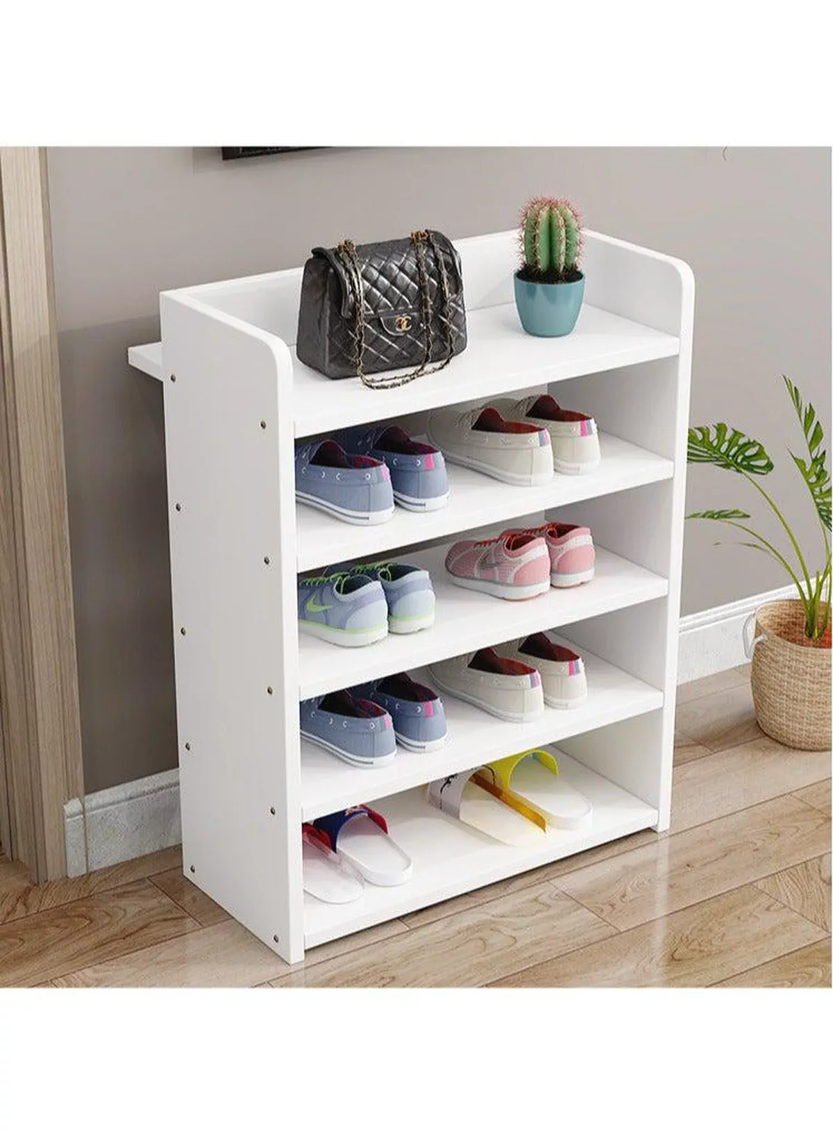 Modern and Sleek 5-layer Shoe Rack, Simple Household Solution for Space-Saving and Large-Capacity Storage with a Contemporary Design Featuring Extended Shelf for Displaying Frames and crafts-6-6