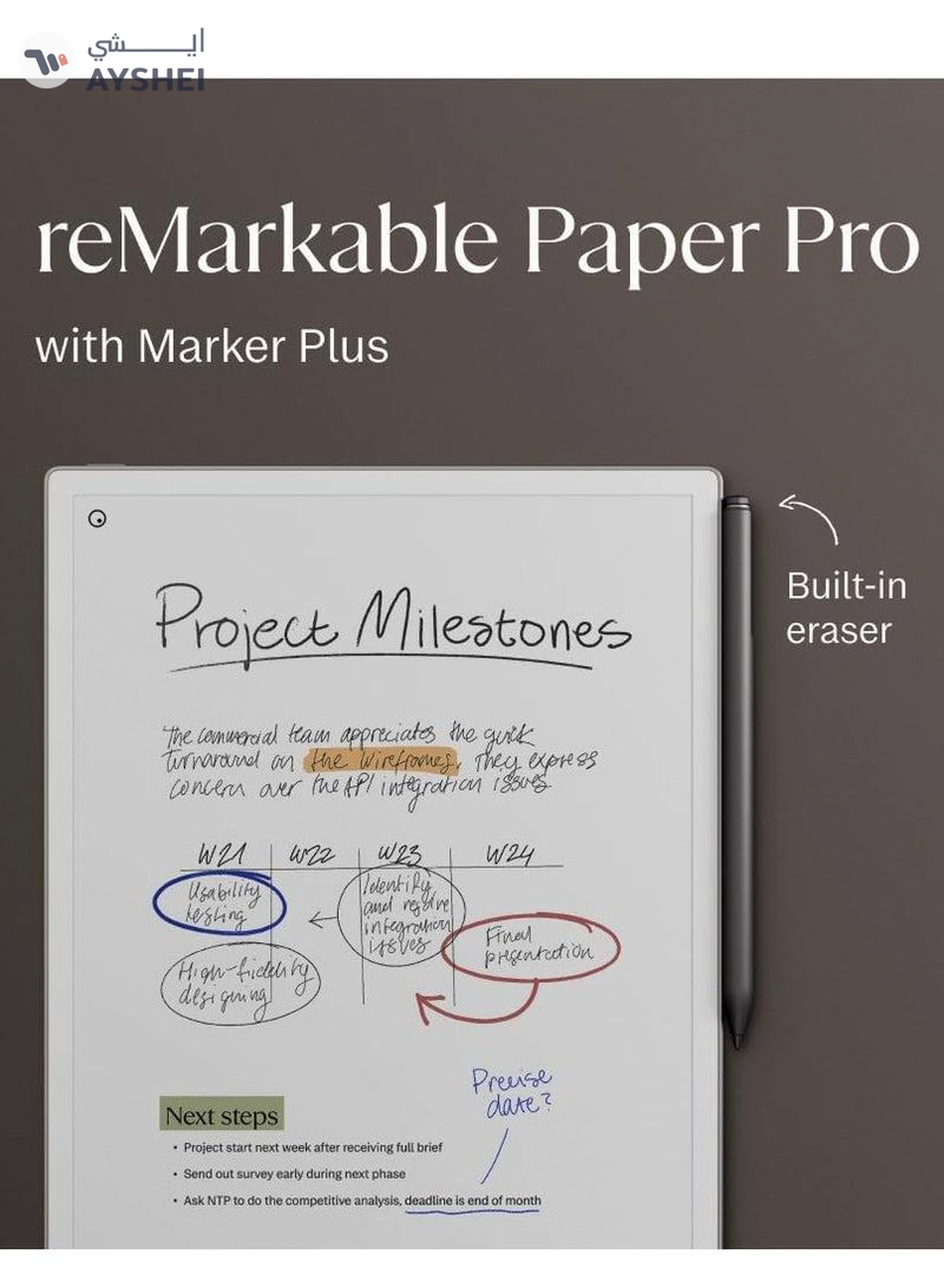 Remarkable Paper Pro 11.8-Inch Color Tablet with Marker Plus with Eraser-3-3
