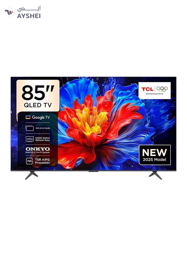 TCL 85-Inch P8K QLED 4K UHD Smart TV | Google TV, 144Hz, HDR10+, AiPQ Pro Processor, ONKYO 2.1 Audio, Dolby Atmos, DTS Virtual:X, Slim Uni-body (2025 Model) 85P8K black
