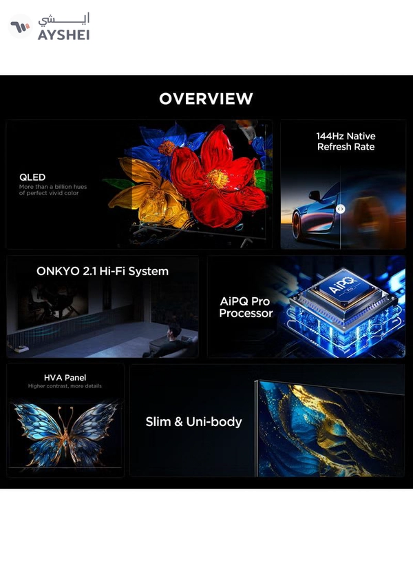 TCL 85-Inch P8K QLED 4K UHD Smart TV | Google TV, 144Hz, HDR10+, AiPQ Pro Processor, ONKYO 2.1 Audio, Dolby Atmos, DTS Virtual:X, Slim Uni-body (2025 Model) 85P8K black