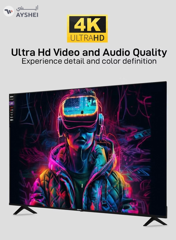 Geepas 65'' 4K UHD, Google, Smart HDMI LED TV With Bluetooth, 2 USB, 4 HDMI Connectivity, WIFI, Screen Sharing, Wall Mount Bracket, Remote Control, 16:9 Aspect Ratio, Wide Color Enhancer, WIFI