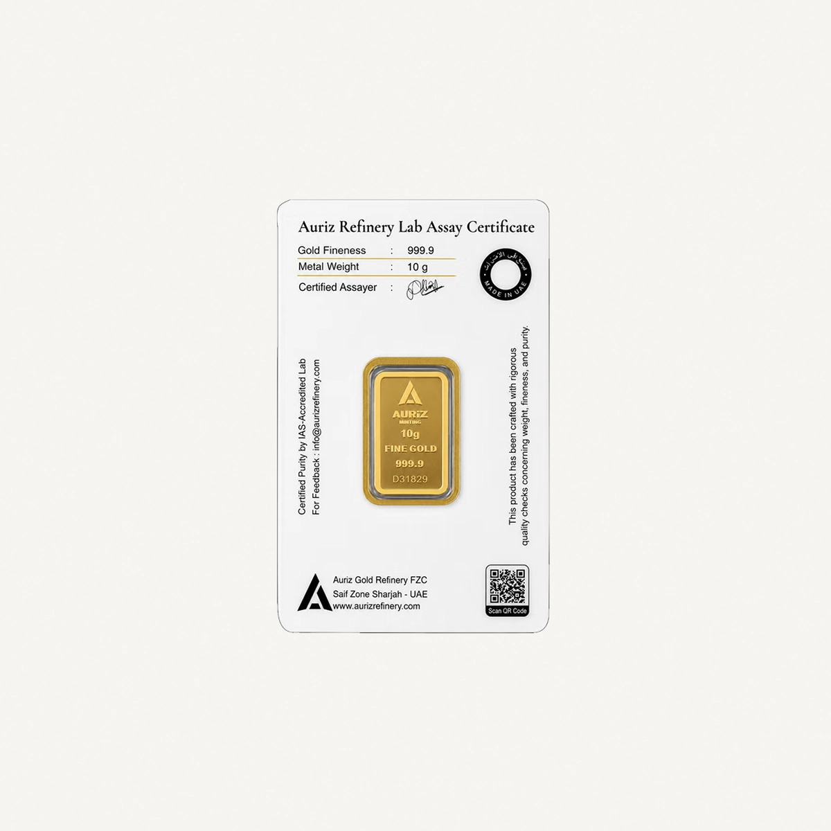 Auriz Minting 10gm 24K Gold Bar - Variable design-3-3
