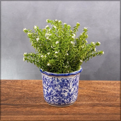 Yatai Yata Blue Color Printed Ceramic Vases | Home Decor Vases for Flower Arrangements | Decorative Showcase Vases (Blue3)-1