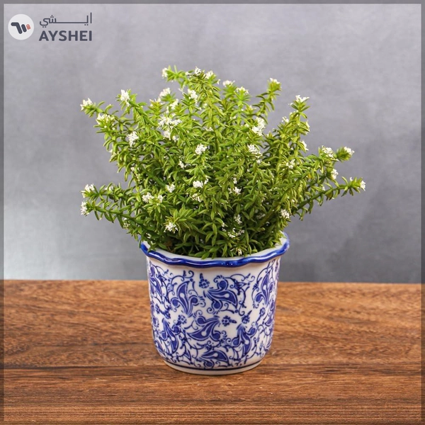 Yatai Yata Blue Color Printed Ceramic Vases | Home Decor Vases for Flower Arrangements | Decorative Showcase Vases (Blue3)