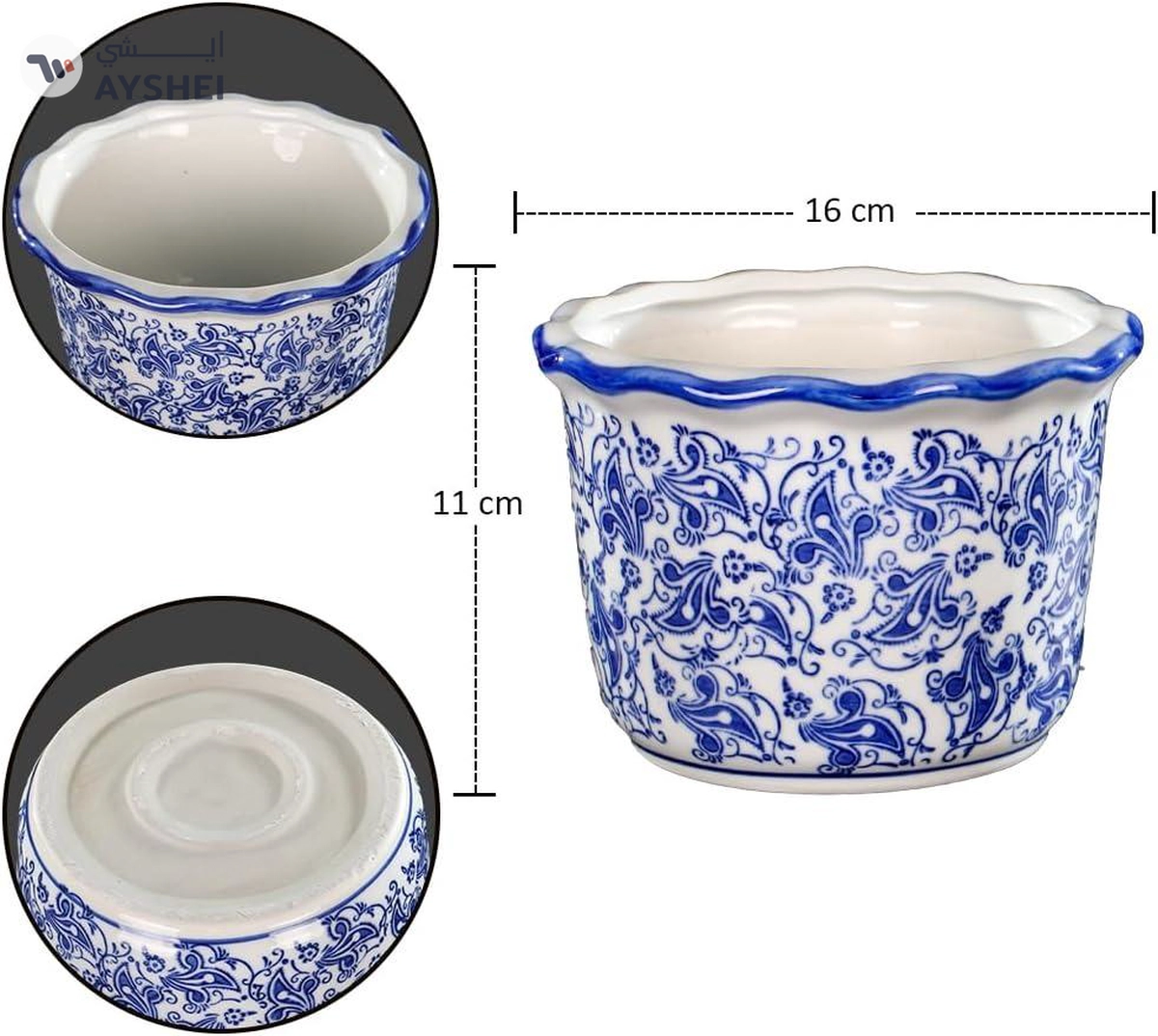 Yatai Yata Blue Color Printed Ceramic Vases | Home Decor Vases for Flower Arrangements | Decorative Showcase Vases (Blue3)-2-2