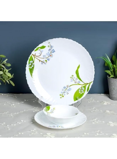 Delcasa DC3303 Botanical Bliss Opalware Dinner Set 12-Pieces, White/Green-2