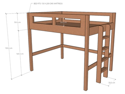 Elgo Loft Bed, fits 150 x 200 cms Mattress-2