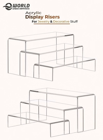 Eworld 6 Pack clear Acrylic Display Riser forjewelry and Decorative stuff-0