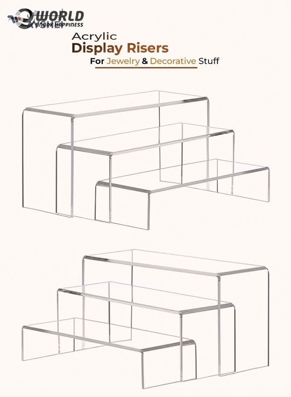 Eworld 6 Pack clear Acrylic Display Riser forjewelry and Decorative stuff
