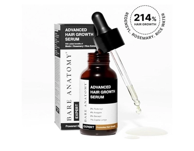 Bare Anatomy Advanced Hair Growth Serum | 3% Redensyl + 4% Anagain + 3% Baicapil + 1% Capilia Longa, Rosemary, Biotin & Rice Extract | Hair growth & Hair fall control serum for Women & Men | 30mL-1