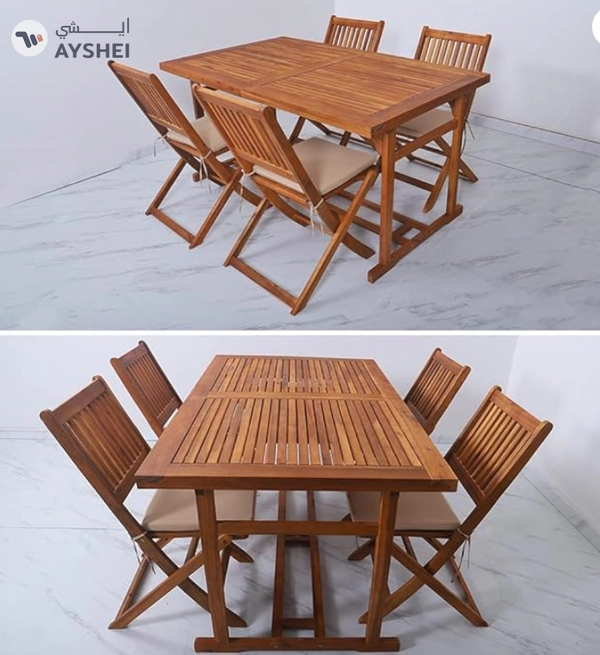 Yatai Decor Solid Acacia 9Pcs Wood Dining Set Outdoor