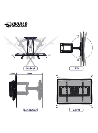 TV Wall Mount Bracket for 32-70 Inch LED LCD OLED and Plasma Flat Screen TVs with Full Motion Swivel Articulating Dual Arms-2