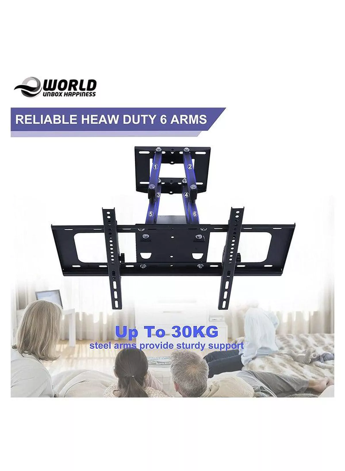 TV Wall Mount Bracket for 32-70 Inch LED LCD OLED and Plasma Flat Screen TVs with Full Motion Swivel Articulating Dual Arms