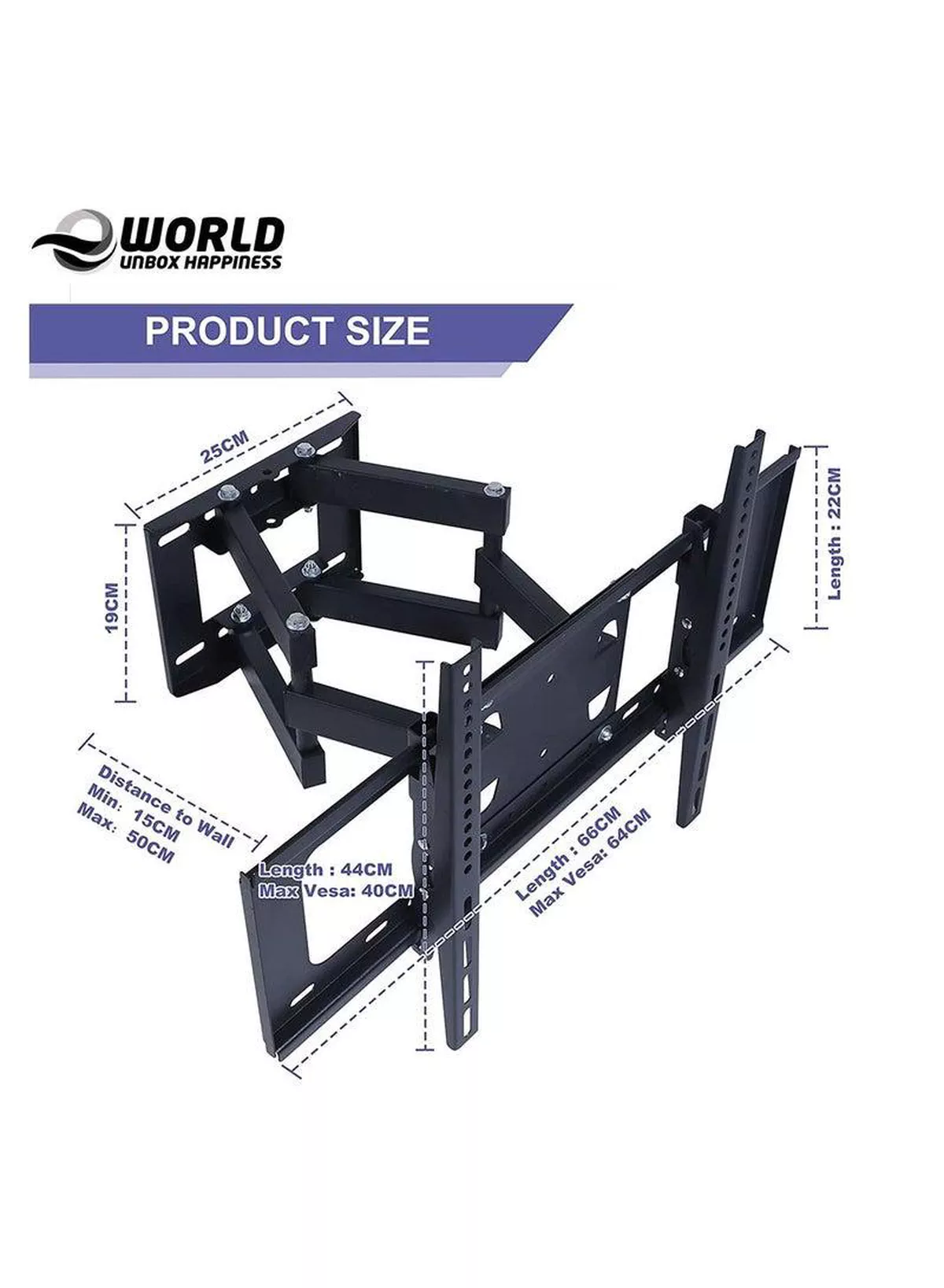 TV Wall Mount Bracket for 32-70 Inch LED LCD OLED and Plasma Flat Screen TVs with Full Motion Swivel Articulating Dual Arms-1-1