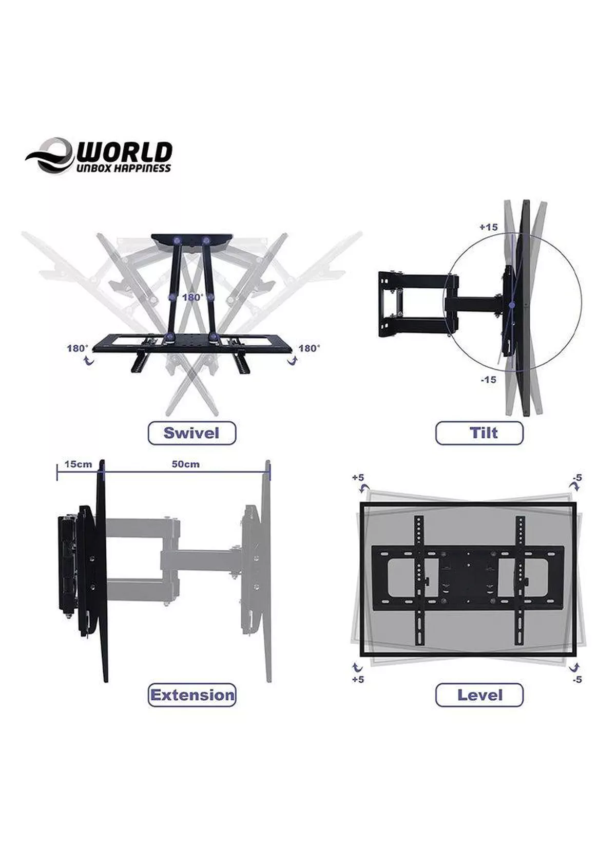 TV Wall Mount Bracket for 32-70 Inch LED LCD OLED and Plasma Flat Screen TVs with Full Motion Swivel Articulating Dual Arms-2-2