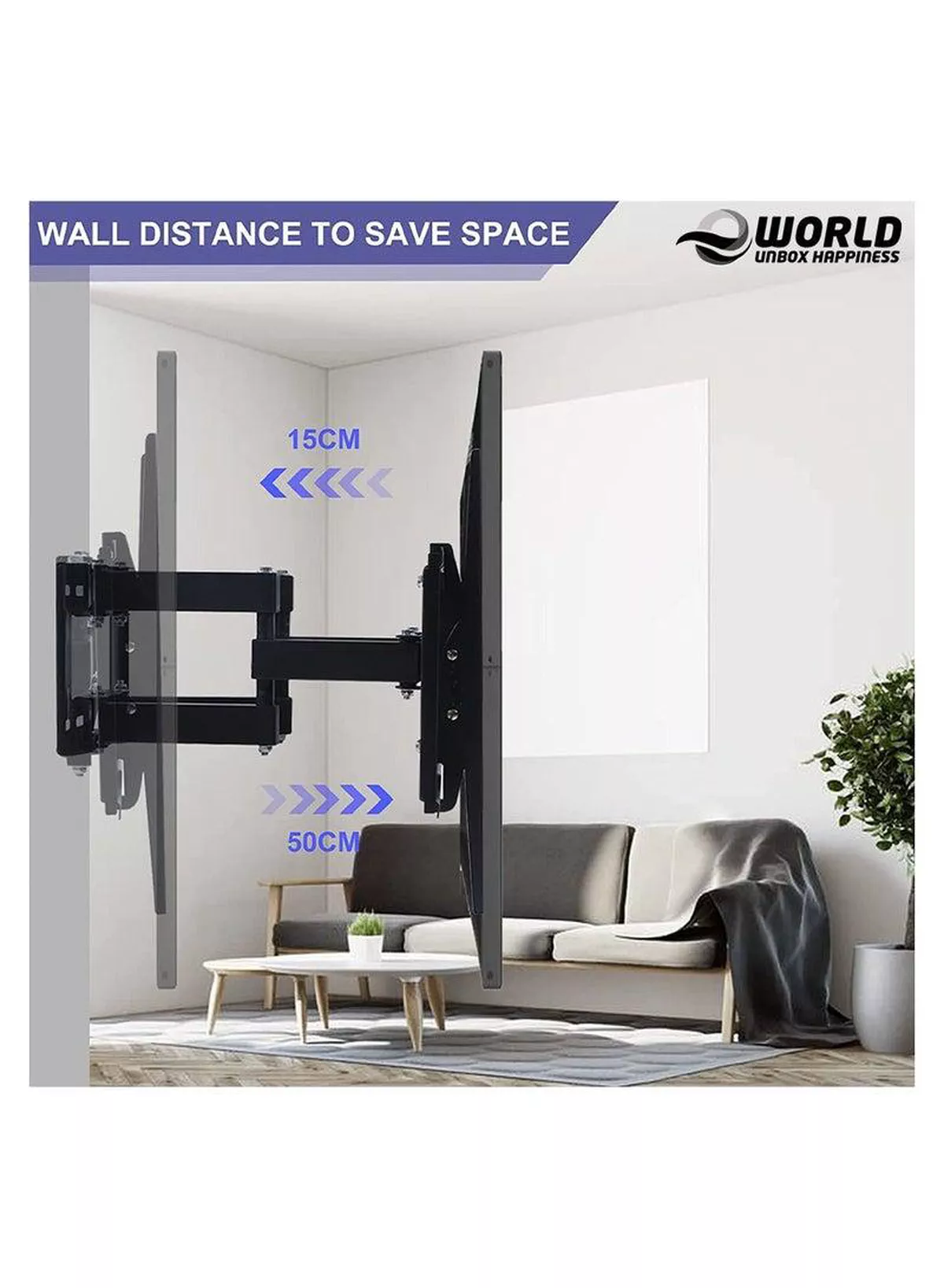 TV Wall Mount Bracket for 32-70 Inch LED LCD OLED and Plasma Flat Screen TVs with Full Motion Swivel Articulating Dual Arms-3-3