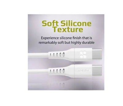 PROMATE 60W Power Delivery Ultra-Fast USB-C Soft Silicon Cable 2M White-1