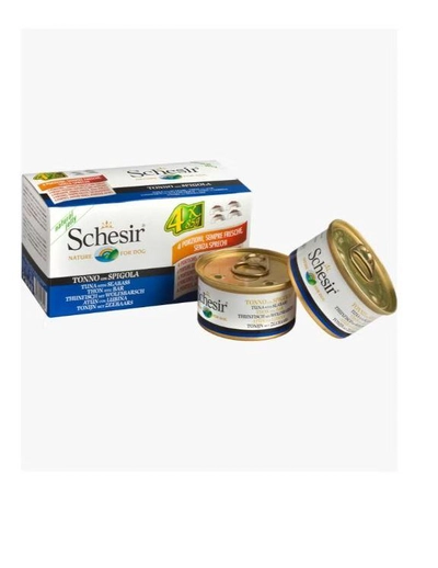 Schesir Dog Multi Pack Tuna With Seabass,Wet Food In Jelly For Dogs 4X85G-0