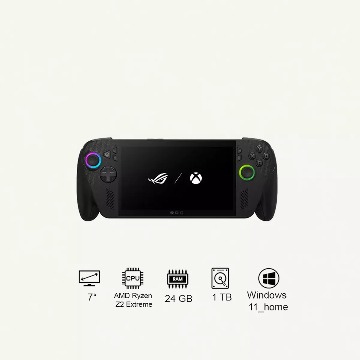 ASUS ROG Ally X XBOX Gaming Console With 7 Inch Full HD(1920X1080) Display 120Hz, AMD Ryzen Z2 Extreme Processor/24GB RAM DDR5/1TB SSD/AMD Radeon Graphics/Windows 11 Home/Dolby Speaker TYPE C & Finger Print Sensor/ English/Arabic Black